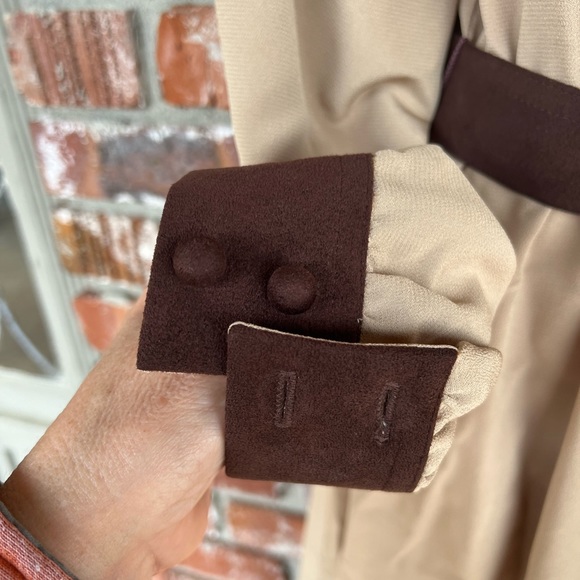 Vintage Adolph Schuman for Lilli Ann tan and brown belted dress size M - Picture 6 of 9